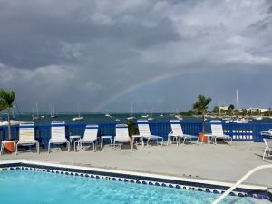 Holger Danske Hotel, rainbow over the pool deck